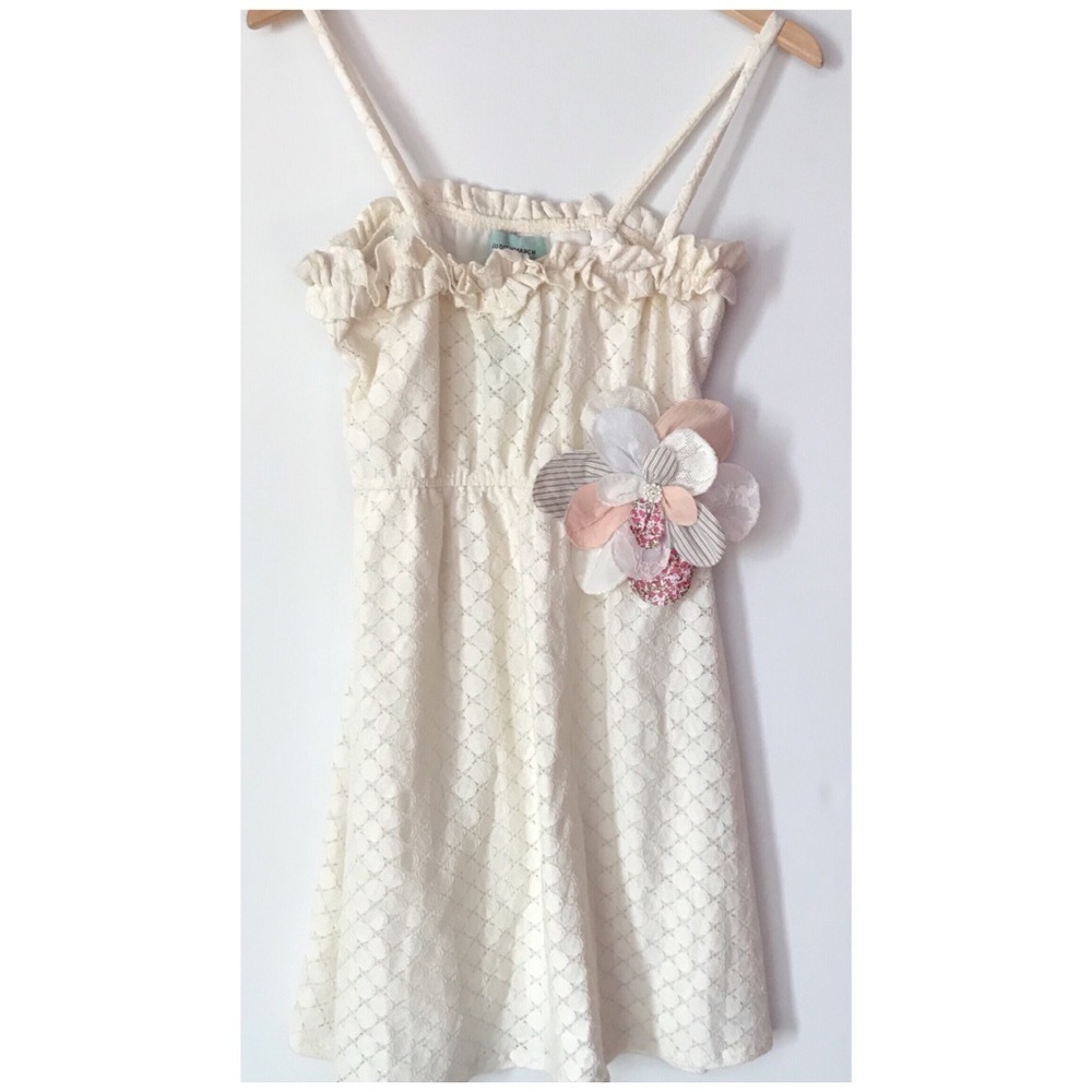 JUDITH MARCH Embroidered Lace Ruffled Boho Sleeveless Mini Dress